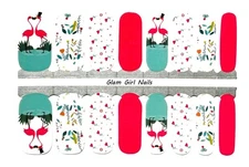 Flamingo Valentine's Day Nail Polish Strips / Nail Wraps / Nail Stickers