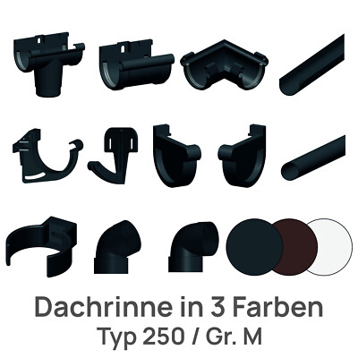 Dachrinne Regenrinne Typ250 | Fallrohre und Zubehör DN60 | Kunststoff PVC