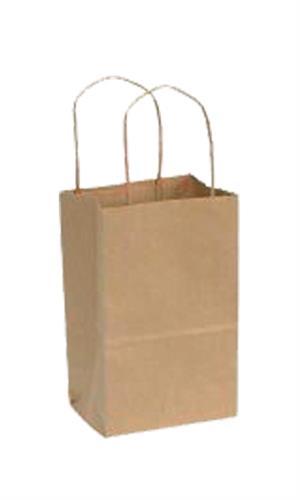 Paper Shopping Bags 250 Kraft Gift Merchandise 5 1/4" x 3 1/2" x 8 1/4" Recycled