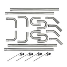 Universal Mild Steel Dual Exhaust Kit 2-12 Pipe Bends And Hangers