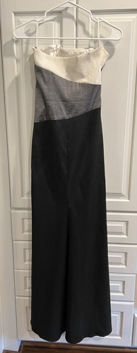 VTG Jessica McClintock Black Silver Sleeveless Maxi Cocktail Formal Gown SZ 6