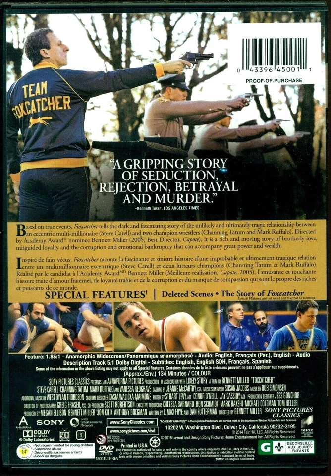 FOXCATCHER – STEVE CARELL, CHANNING TATUM, MARK RUFFALO LIKE NEW DVD - Image 2 of 3