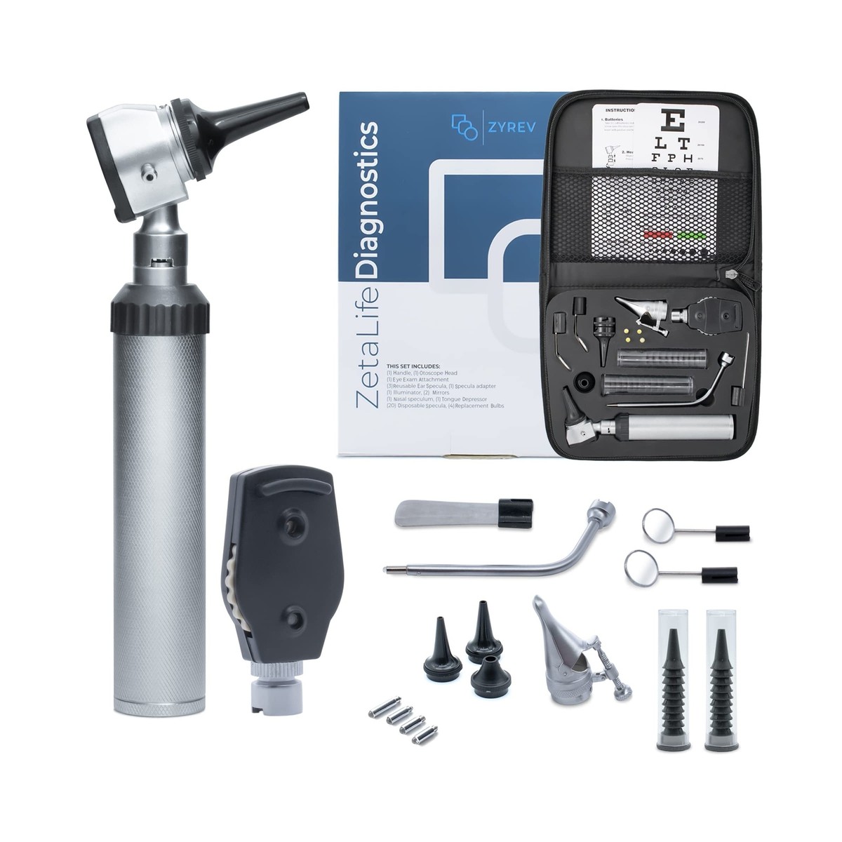 Zyrev Otoscope Oph Diagnostic Set - 36 Piece Medical and Nursing