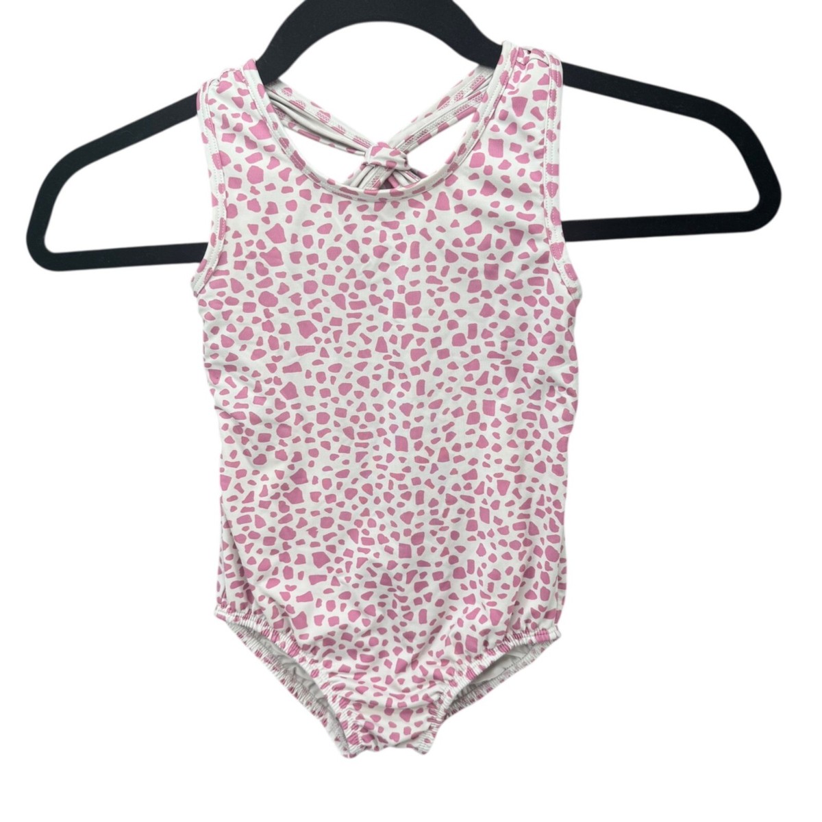 Bella Bliss One Piece Swimsuit Girls Pink White Animal Print Tie 
