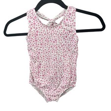 Bella Bliss One Piece Swimsuit Girls Pink White Animal Print Tie Back Size 5