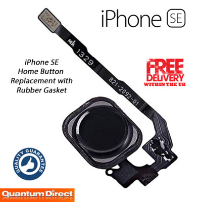 FÜR iPhone 5S/SE komplett Home Taste Ersatzband mit Dichtung SCHWARZ 