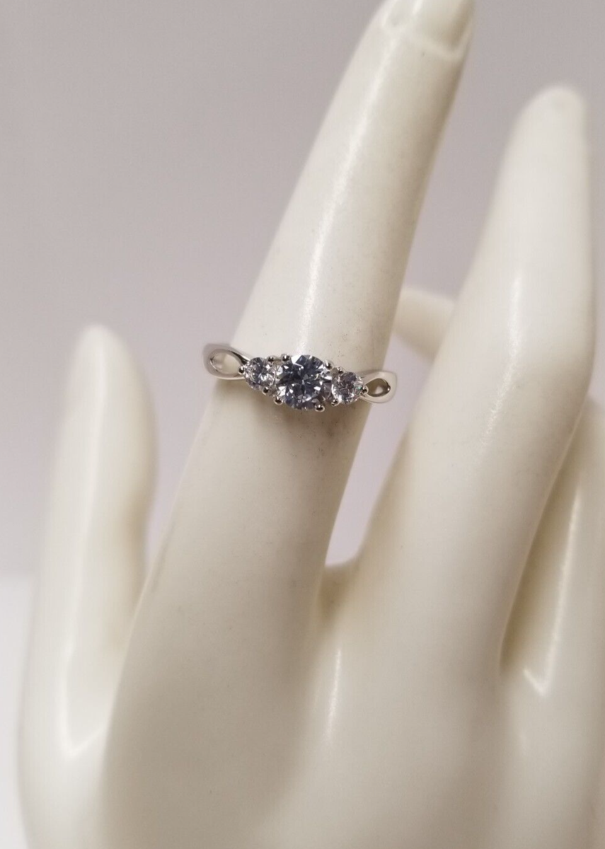 Kohl's Three Stone Cubic Zirconia Open Sided Sterling Silver Ring