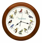 Audubon Society 唱歌鸟挂钟,樱桃饰面木框架 13