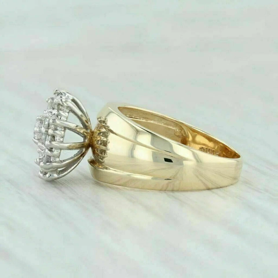 Vintage 2.50 Ct Diamond Waterfall Cluster 10K Yellow Gold Finish Cocktail Ring - Image 3 of 4