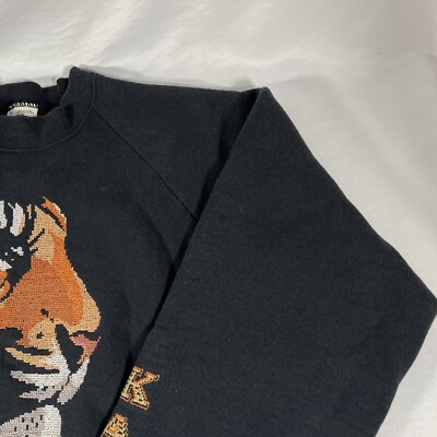 VINTAGE Fruit of the Loom Sweatshirt Men Large Black Tiger