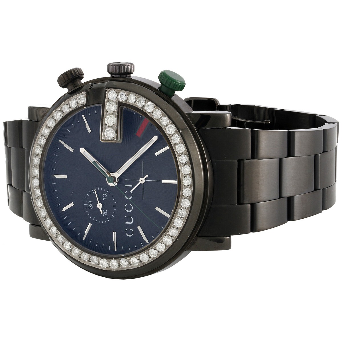 Mens Black PVD Diamond Gucci Ya101339 G-Watch Black Dial