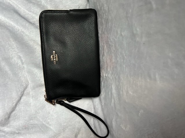 COACH F87587 DOUBLE ZIP PEBBLE LEATHER WRISTLET WALLET | eBay
