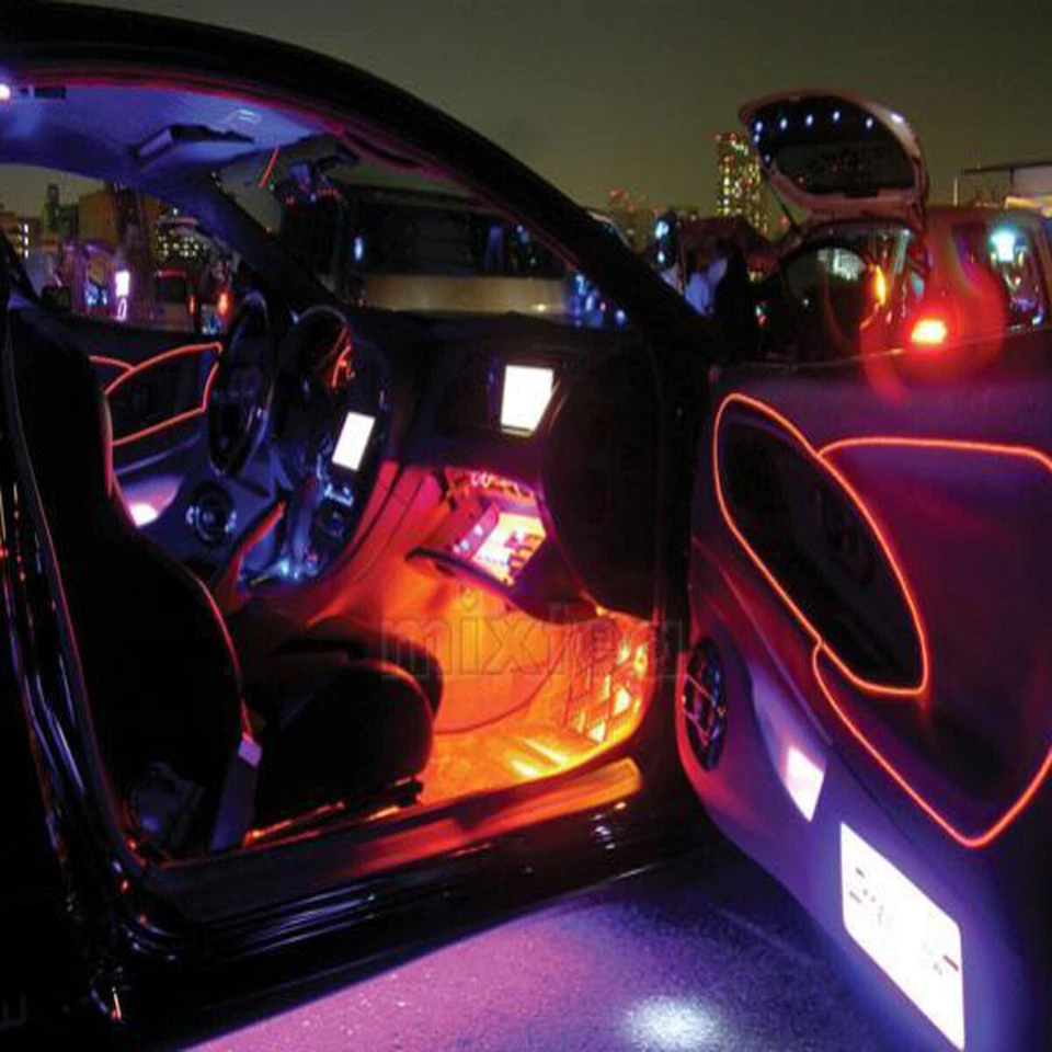 Neon LED Light Glow EL Wire String Strip Rope Tube Decor Car Party + Controller - Image 3 of 4