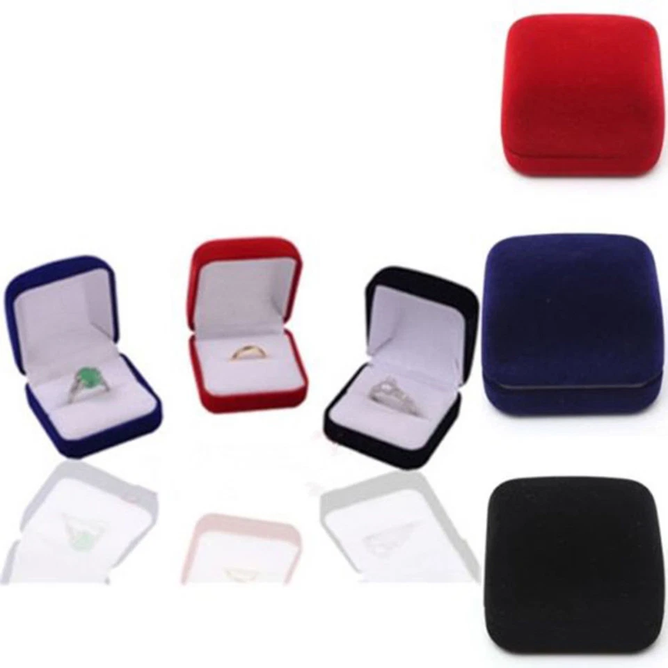 Samt Ringschachtel Ringschatulle Ringetui Ringbox Trauringetui Schmuckkästchen - Bild 3 von 4