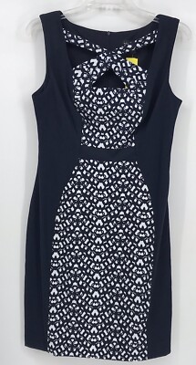 Connected Apparel dress size 6 Navy Blue & White sheath tank top Key Hole