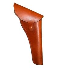 CIVIL WAR LEATHER PISTOL HOLSTER W/FLAP - RT OR LFT HAND -BROWN - USA Maker