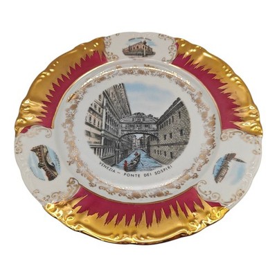 Vintage Venezia Ponte Del Sospiri Porcelain Wall Plate Venice Bridge Of Sighs