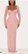 Pretty Little Thing Women  s Pink Lace Mesh Corset Dress Size 4
