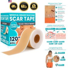 Silicone Scar Tape 1.6" x 120" Roll   Medical Grade Scar Tape for Surgical Sc...