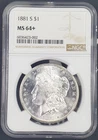 1881-S US Morgan Silver Dollar - NGC Graded MS 64+ 423-002