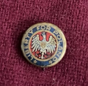 Vintage Liberty For Poland Small Enamel Pin With Crowned Eagle