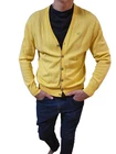 Vintage Jack Nicklaus Golden Bear Yellow Cotton Cardigan Golf Sweater Men's M