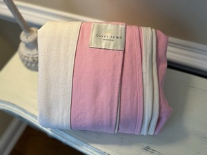 Quiet Town Catalina Phlox Shower Curtain Pink/Natural Canvas PRE-OWNED READ