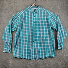 ARIAT PRO SERIES Mens XL Teal Plaid Long Sleeve Button Down Shirt Cotton Blend