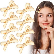 8pcs Gold Bow Hair Clip for Women, Y2k Small Bow Hair Barrettes, Non-Slip Bow...