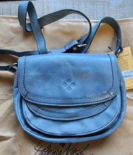 Patricia Nash Ryton Oil Waxed Nappa Leather Crossbody-Safflower Blue-NWT