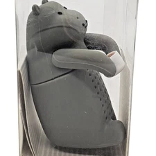 ME Modern Expressions Tea Infuser – Gray Hippopotamus – Silicone, 1.5" x 3" x 2"