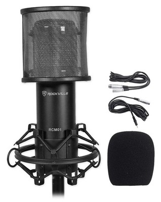 Rockville RCM01 Bundle: Pro Studio Recording Condenser Microphone with Black