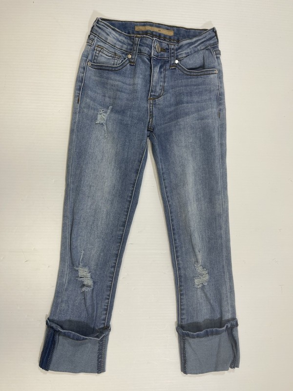Joe’s Girls Youth Blue Denim Cotton Blend Cuffed Destroyed Stretch Jeans 10