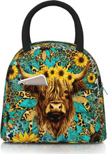 Highland Cow Lunch Bags for Women Insulated Cooler Cow Print Lunch Box Reusable