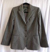 Lauren Ralph Lauren Quiet Luxury Gray Pinstripe Wool Long Sleeve Blazer Size 8P