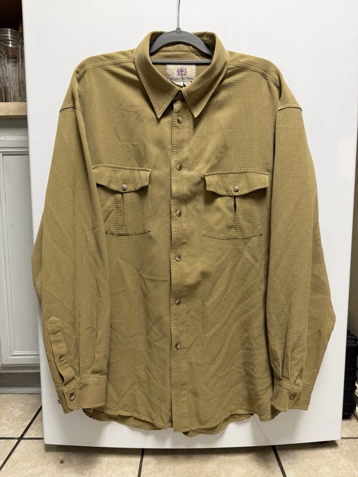 The Territory Ahead Shirt Mens XXL Silk Wool Blend Brown Textured Button Up - Image 2 of 4