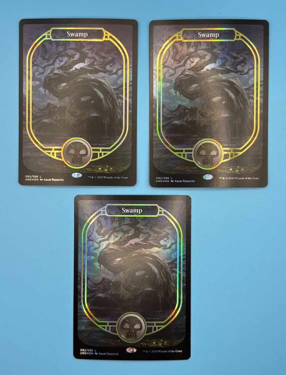 3x FOIL Basic Swamp Unsanctioned Gold Border 092/096 MTG Magic The