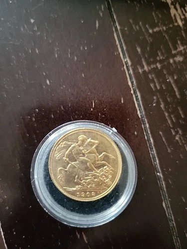 RARE 🔥Gold Sovereign British 22k Avg Circ King Edward VII 1908