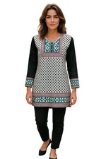 Women  s Printed Long Sleeves Crepe Kurti Tunic tops 1907-L