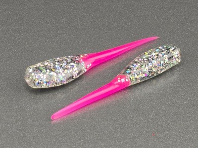 (24)  2'' SLAB HUNTER ''Disco/Pink Tail'' GRUBS BAIT JIGS CRAPPIE BABY SHAD