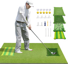 Golf Hitting Mat Indoor Outdoor, 5  4Ft Thickened Golf Practice Mat with 3 Turf