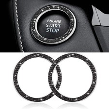 WINKA 2pcs Bling Car Engine Start Button Cover Diamond Crystal Push Start Stop B