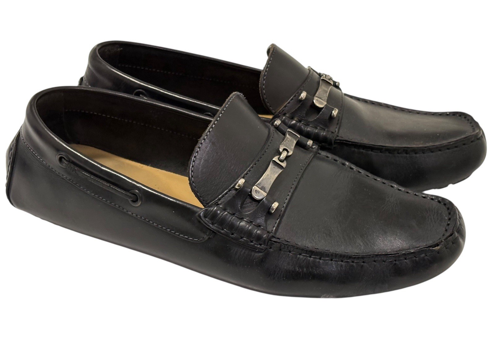 Florsheim Driving Loafers Black Leather Punk Men’s Size 9.5 / 42 Michael Jackson