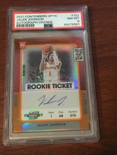 2021 Contenders Optic Jalen Johnson Rookie Orange Autograph 02/25 PSA 8