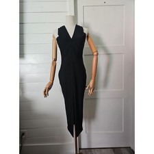 Fashion Nova Selene Midi Dress Women's Size L Black Sleeveless Criss Cross Back