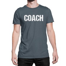 Charcoal White Coach T-Shirt Adult Mens Tee Shirt Screen Printed Coaching