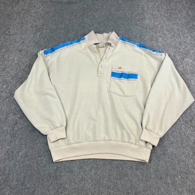 Vintage Ellesse Italy 80s Polo Jumper Sweatshirt Mens M Grey Terraces Casuals