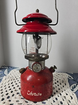 #ad Vintage 1964 Coleman 200A195 Gas Camping Lantern with Original Box Pyrex Globe $60.00