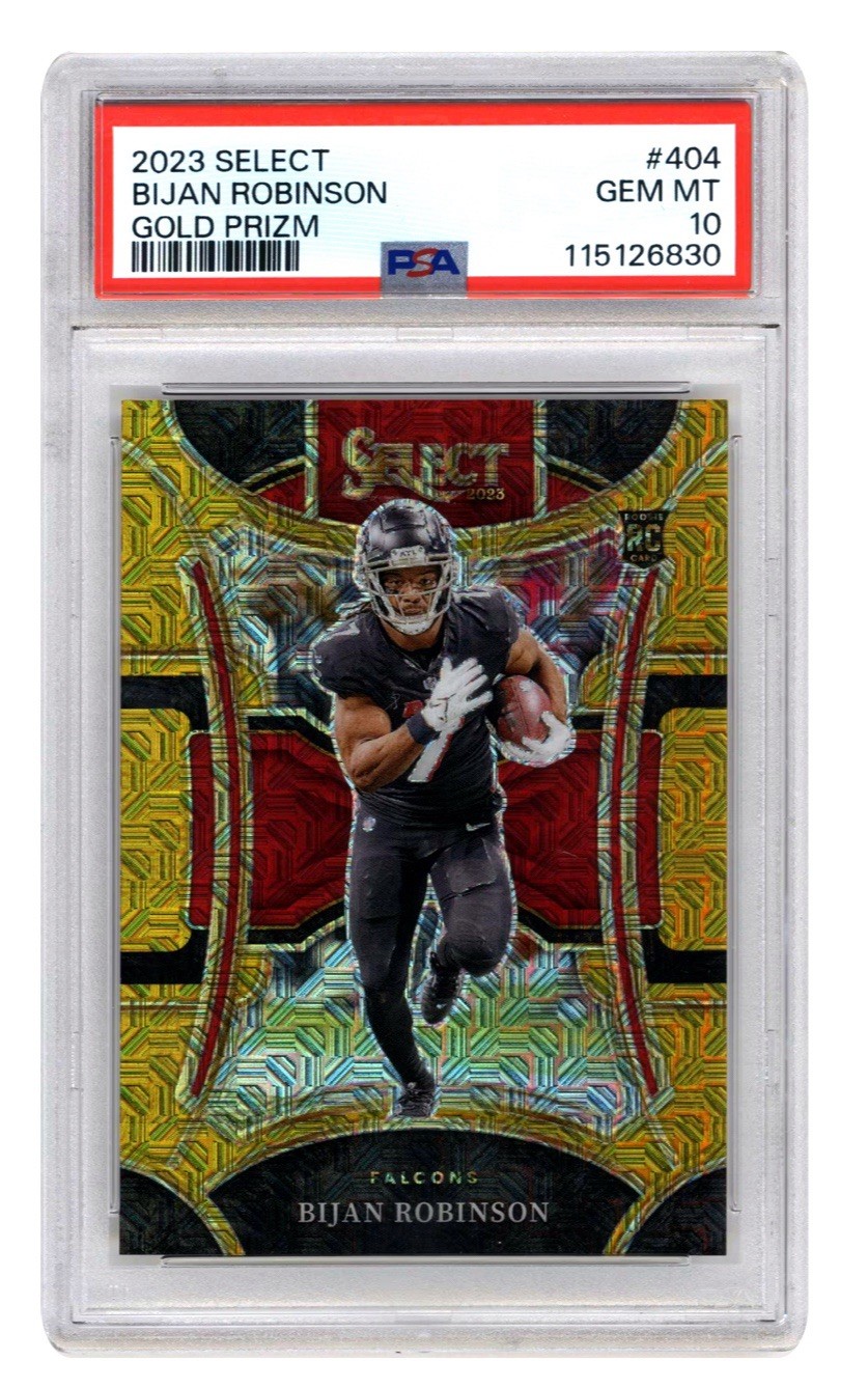 Bijan Robinson Panini Select #404 Gold Prizm