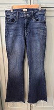 Mother The Weekender Fray Flare High Rise Jeans Size 28 x 27 Raw Hem EUC